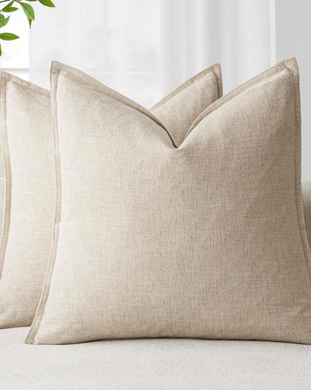 Foindtower Linen Cushion Covers (Set of 2, 18" × 18")